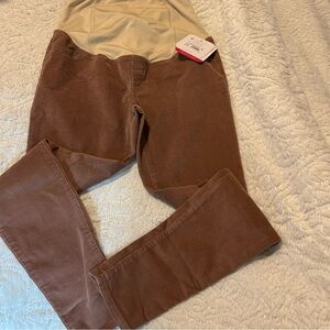 NWT Isabel Maternity Corduroy Cross Over Panel Maternity Pants Baby Sz 4/27R